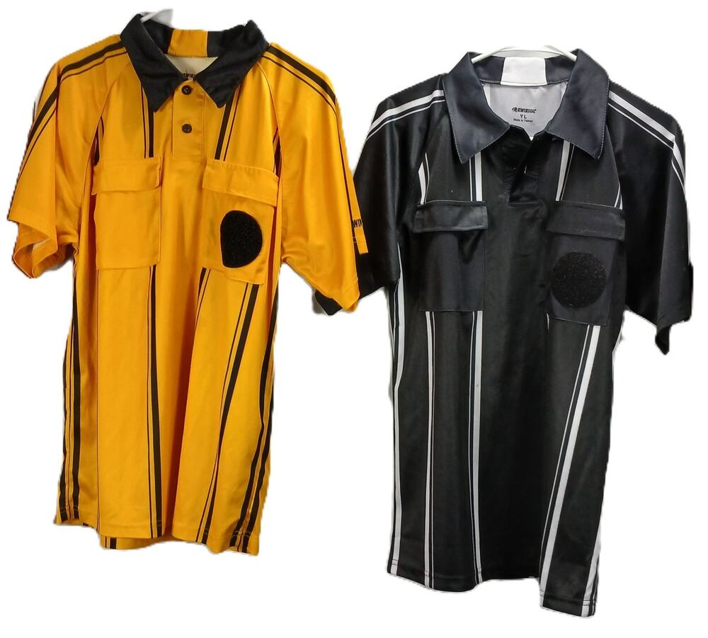Two/ US Soccer Federation Referee Shirts/ Short Sleeve/ One Black/ One Golden